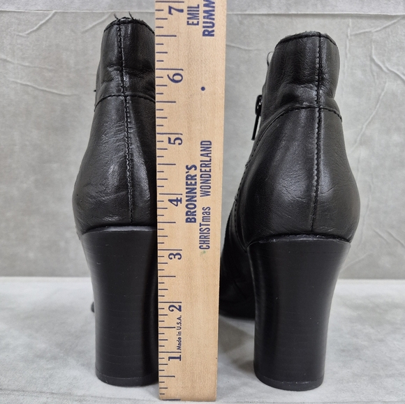 Born ankle boots women's 7 black leather block heel cap toe side zip - Picture 6 of 14